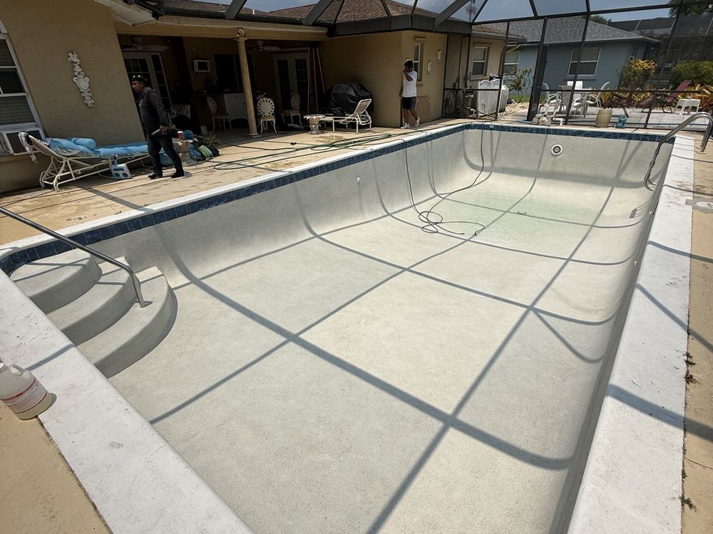 Freshly resurfaced pool before filling